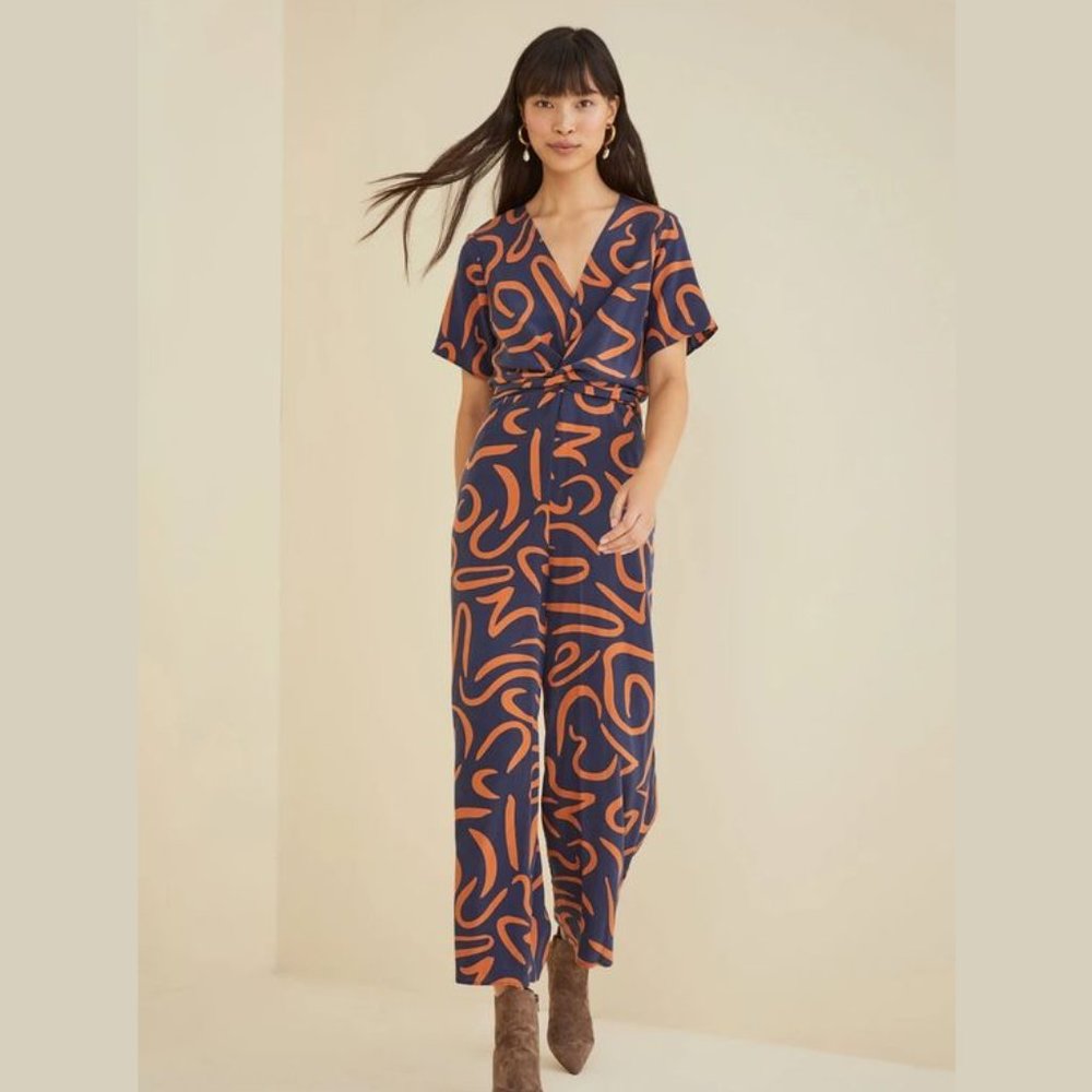 Amour Vert Fantasia 100% Silk Jumpsuit